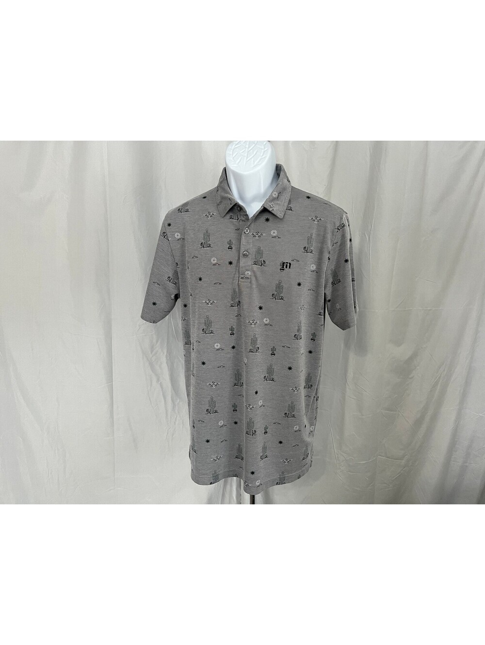 Travis Mathew Men's Mint Condition Gray Green Golf s/s Golf Polo Shirt Medium M